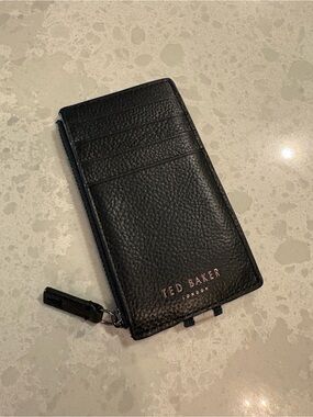Ted Baker Wallet, Black, 8 card slots and a zipper compartment, Like New